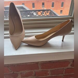 Women’s Beige Kitten Heal Pumps, Leather Upper, Near New